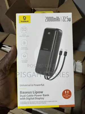 Baseus Lipow Dual-Cable 20000mah 22.5w Power Bank With Digital Display
