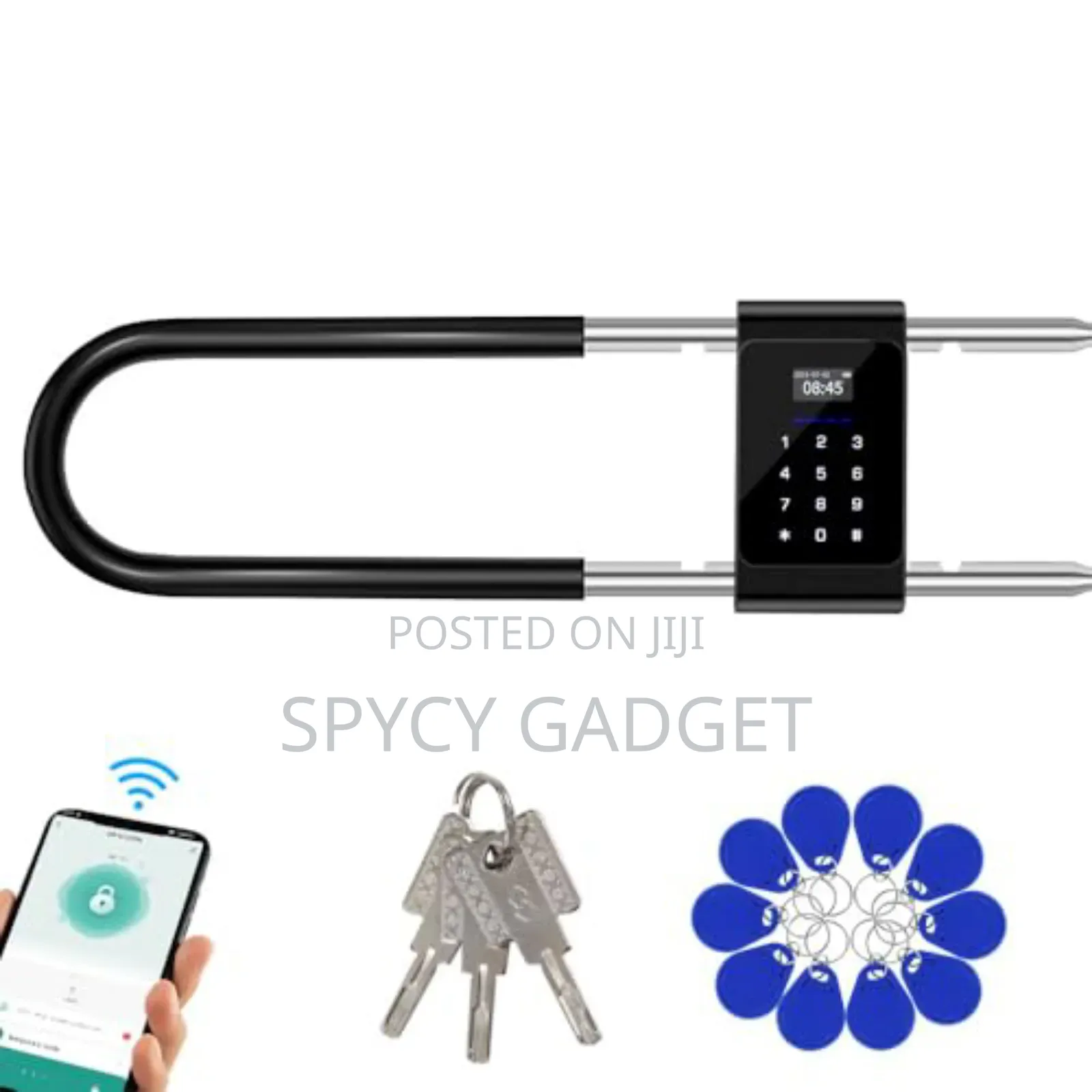 Electronic U-Shaped Lock With a Keypad Fingerprint Security Sensor