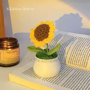 Knitted Flower Vase Potted Sunflower Home Decoration
