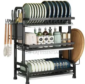 Strong Stainless Steel Black 3 Layers Dish/Plate Rack