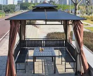 Modern Foreign Made Outdoor Gazebo With Table Chairs