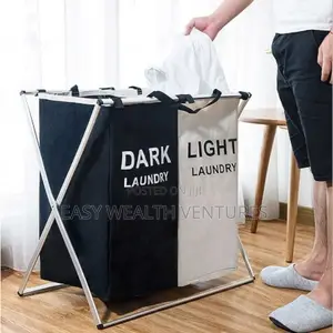 Large Laundry Basket, 2/3 Section Foldable Dirty Clothes Hamper