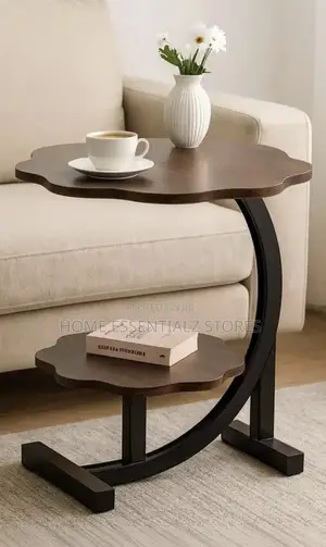 C- Shape 2-Tier Side Table - Flower Top Sofa Table