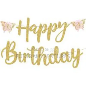 Happy Birthday With Butterfly Glitter Banner