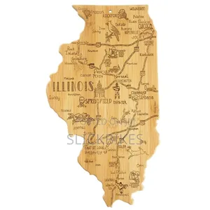 Illinois State Shaped Serving and Cutting Board, Wall Display