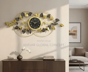 120 by 50cm Luxury Leaf Wall Clock Home Office Decor