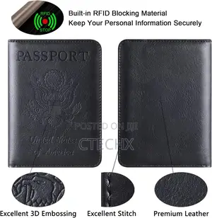 Pu Leather Rfid Blocking Passport Holder Travel Wallet - Black