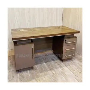 1.4 Meter Long Modern Office Table With 3 Side Drawers and Cupboard