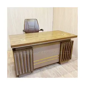 1.4 Meter Long Modern Office Table With 3 Side Drawers and Cupboard