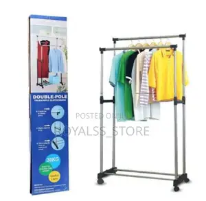 Double Pole Cloth Hanger/Rack With Wheels