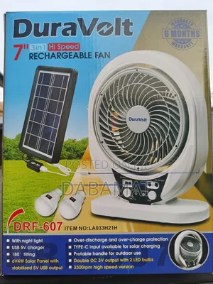 Duravolt 7 Inches Rechargeable 3in1 Solar Fan