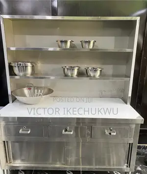Stainless Steel Cabinet With Upper Shelves