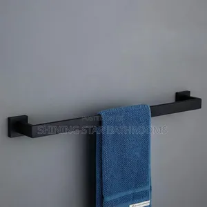 Black Single Square Towel Rail