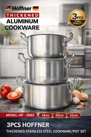 3pcs Hoffner Thickened Aluminium Cookware/Pot Set (Model: Hf-3002)