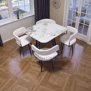 Stylish Square Dinning Table and Chairs - Cream