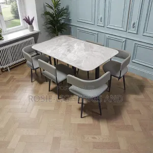 Modern Rectangular Dinning Table and 6 Chairs - Gray