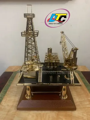 Offshore Oil Rig Platform, With Helicopter and Tower Crane Model