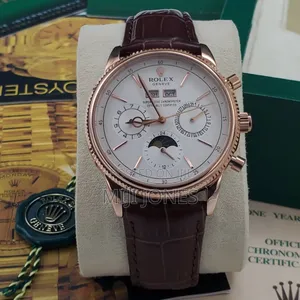 *Rolex Inspired Men’S Automatic Leather‐Strap Watch*
