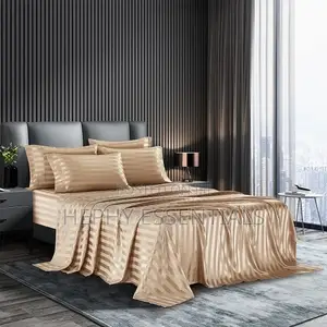 Silk Stripe Plain Bedsheet and Duvet Set