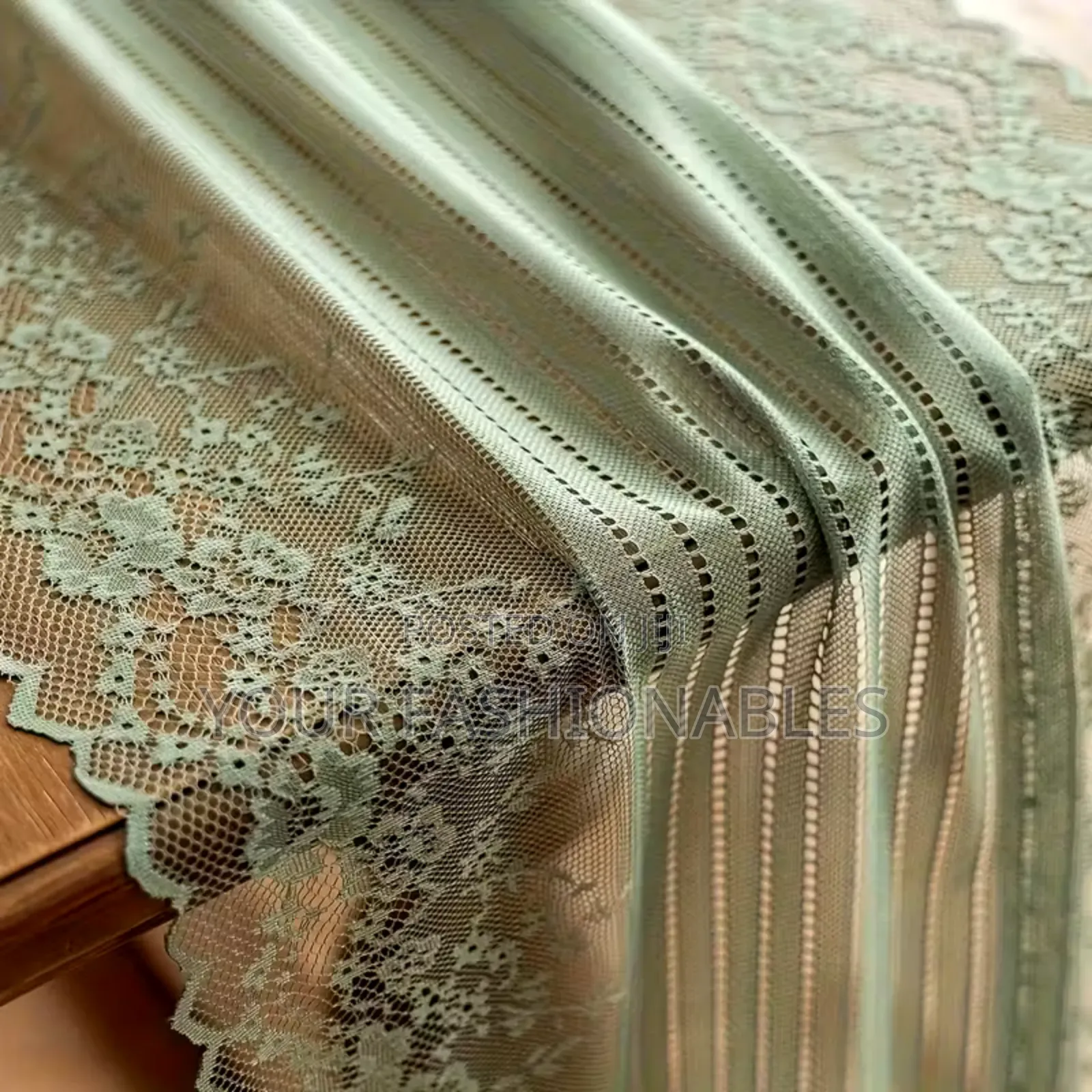 Green Lace Table Runner