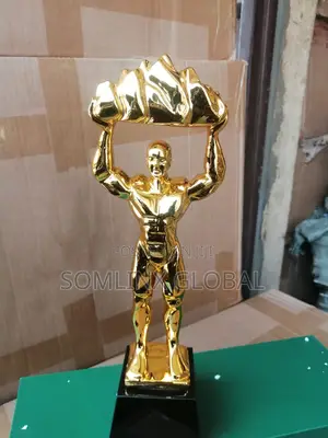 Gold Trophy Award Plaque Man