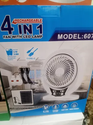 4 in 1 Rechargeable Table Fan With Panel and 2 Bulbs