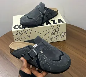 Qeezaza Soft Footbed Grey Suede Mules