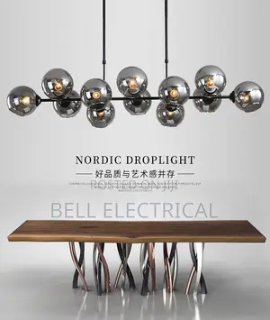 Grey Glass Led Pendant Lights for Living Room Chandelier