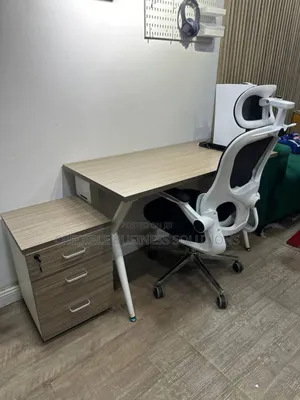 Office Table With Mobile Drawer and Ergonomic Chair