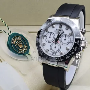 *Super Clone Rolex Daytona – White Dial With Premium Rubber Strap*