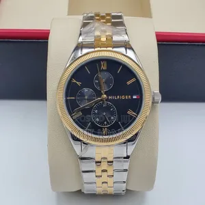 *Tommy Hilfiger Two‐Tone Chain Black Dial Watch*