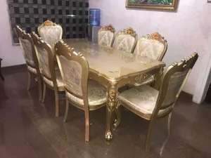 Gold Royal Dining Table Set With 8 Seaters