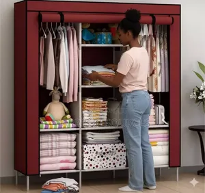 Large Capacity Steel Mobile Clothes Rack Wardrobe