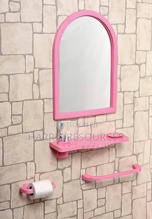 5pcs Bathroom Mirror, Tissue Holder, Toothpaste Holder , Towel Hanger