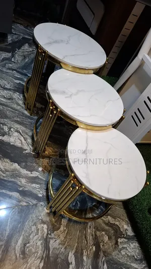 Classic Marble Top 3 Step Side Stools.