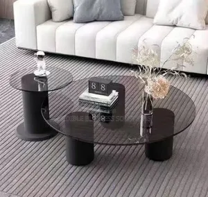 Pillar Glass Twin Centre Table.