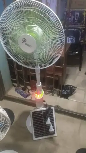 Dp Light Rechargeable Solar Fan With Panel and Two Bulbs 18 Inches