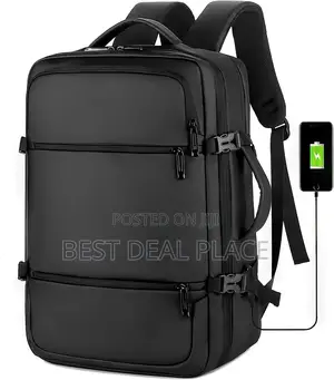 17' Large Capacity Men's Usb Port Backpack, Waterproof