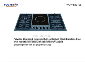4+1 Burner Electric Built-Ln Gashob Black