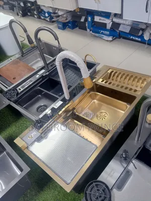 Gold Five Buttons Digital Kitchen Sink With Plate Rack