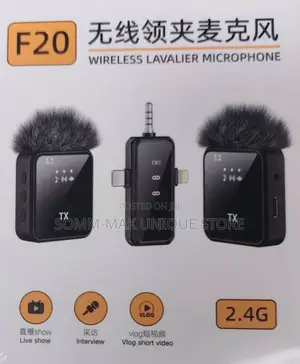 F20 Wireless Lavalier Mic With Double Speakers, iPhone Android