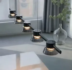 Nordic Novelty Led Chandelier Hotel Kitchen Island Smoke Gray Glass