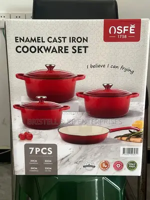 Original Enamel Cast Iron Cookware Dining Dish Set 7 in 1