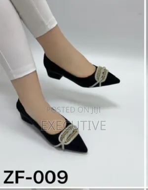 Unique Elegant Pointed Low Heel Cover Shoe -Black