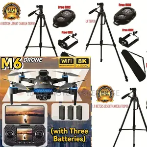 M6 5g Wifi Drone With Free 3batterries, Tripod Phone Holder, Bluetooth