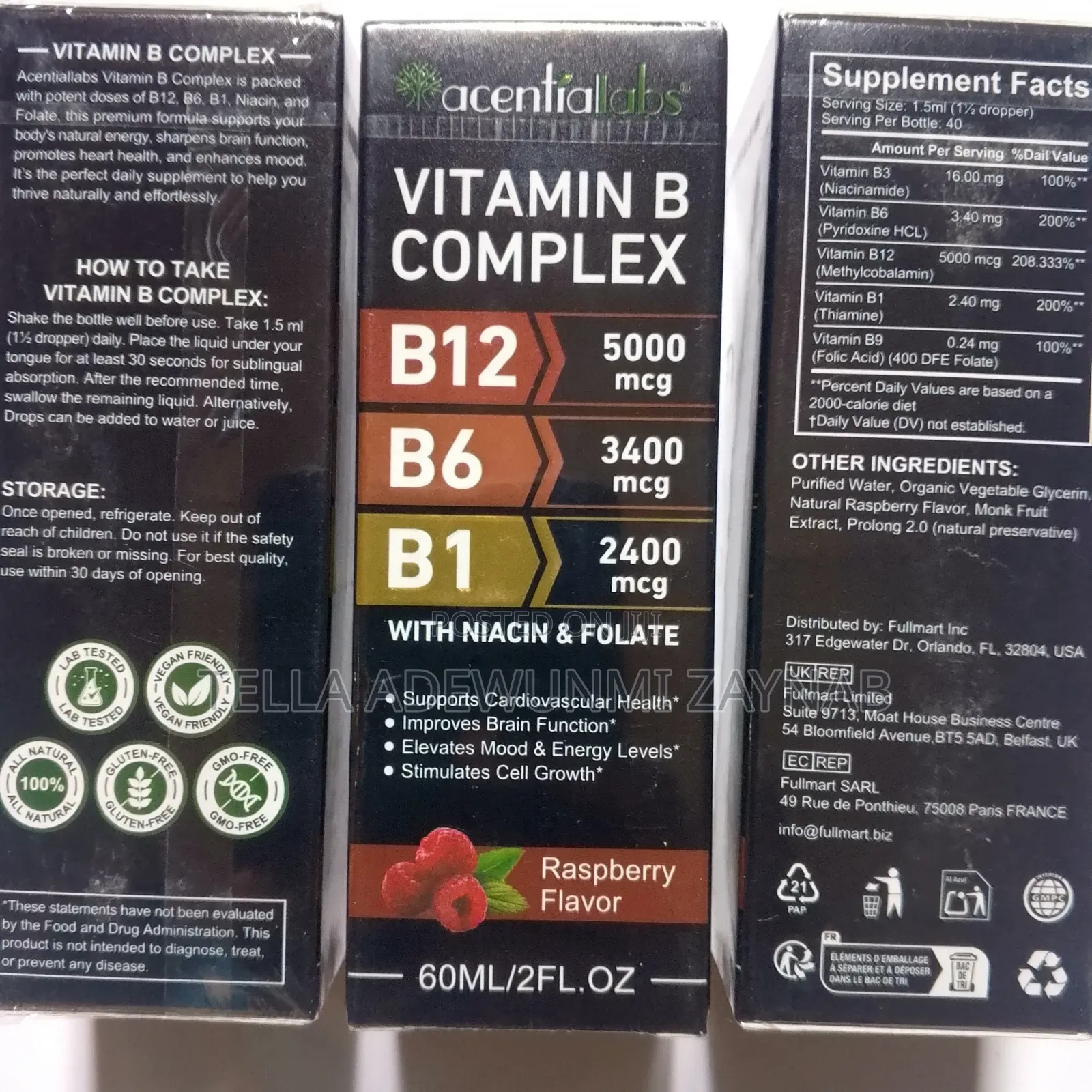Vitamin B Complex (B12, B6, B1,B3, B9 ) -60ml