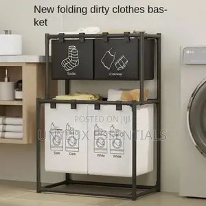 Double Layer 4 Compartment Laundry Basket