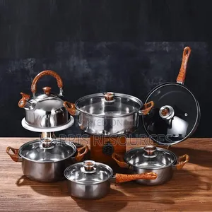 Stainless Kettle and Cooking Pots Set - 6pcs