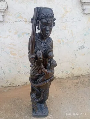 Sculpture/Carved Wood Statue of Mother and Child