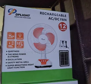 Dplight 12" Rechargeable Fan With Solar Panel and Bulb